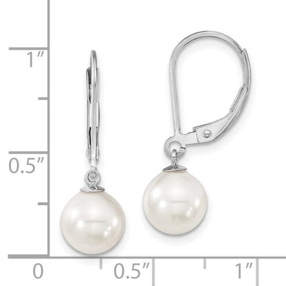 Sterlingsilber Majestik Rhodiniert 8-9m Weiß Imitat Muschel Perle Brisur Ohrhänger