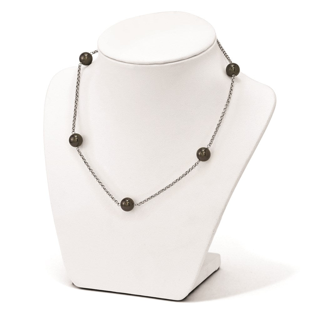 Sterlingsilber Majestik 10-11mm Schwarz Muschel Perle 7 Station Halskette