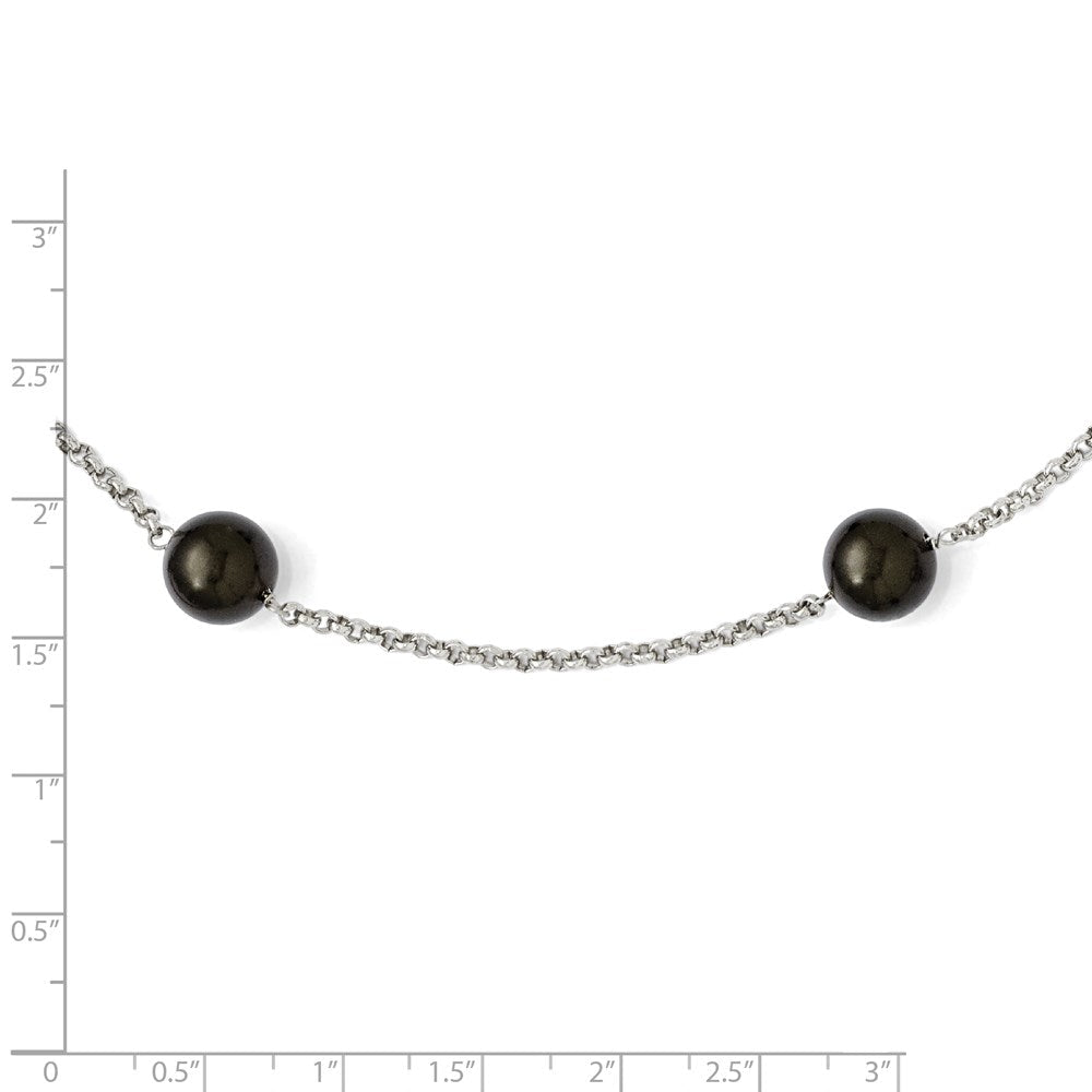 Sterlingsilber Majestik 10-11mm Schwarz Muschel Perle 7 Station Halskette