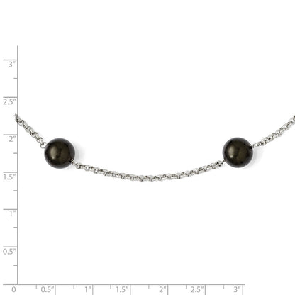 Sterlingsilber Majestik 10-11mm Schwarz Muschel Perle 7 Station Halskette