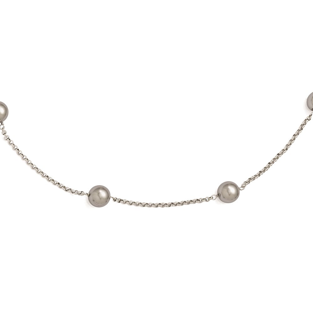 Sterlingsilber Majestik 10-11mm Grau Muschel Perle 7 Station Halskette