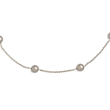 Sterlingsilber Majestik 10-11mm Grau Muschel Perle 7 Station Halskette