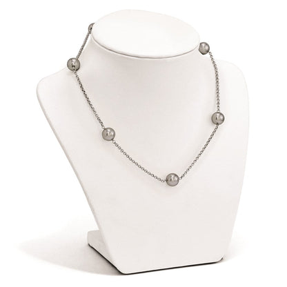 Sterlingsilber Majestik 10-11mm Grau Muschel Perle 7 Station Halskette