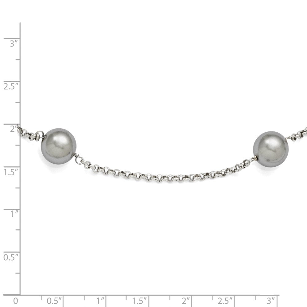 Sterlingsilber Majestik 10-11mm Grau Muschel Perle 7 Station Halskette
