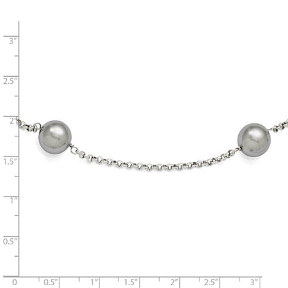 Sterlingsilber Majestik 10-11mm Grau Muschel Perle 7 Station Halskette