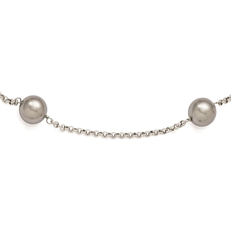 Sterlingsilber Majestik 10-11mm Grau Muschel Perle 7 Station Halskette