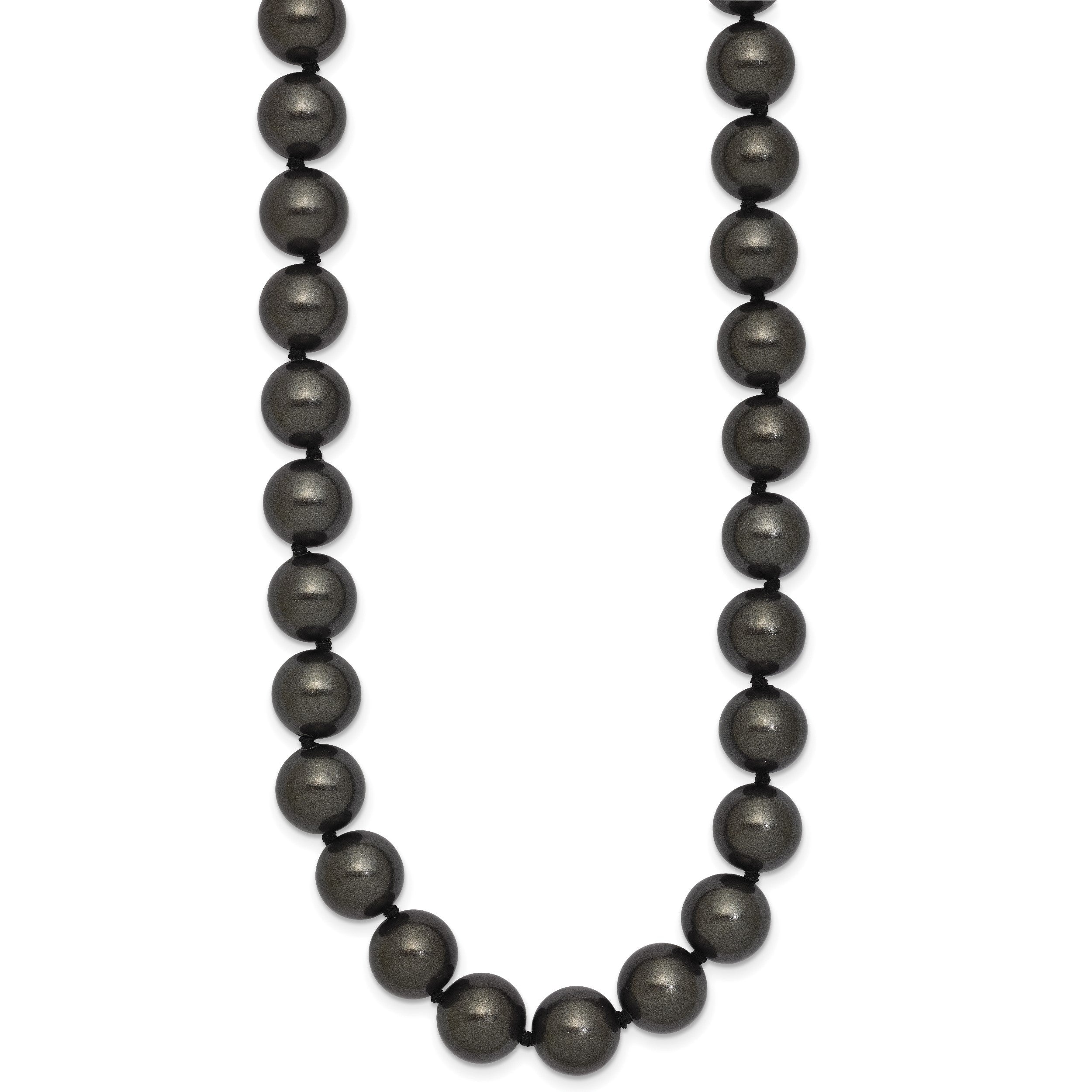 Sterlingsilber Majestik Rhodiniert 10-11mm Schwarz Imitat Muschel Perle Hand-knotted Halskette