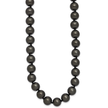 Sterlingsilber Majestik Rhodiniert 10-11mm Schwarz Imitat Muschel Perle Hand-knotted Halskette