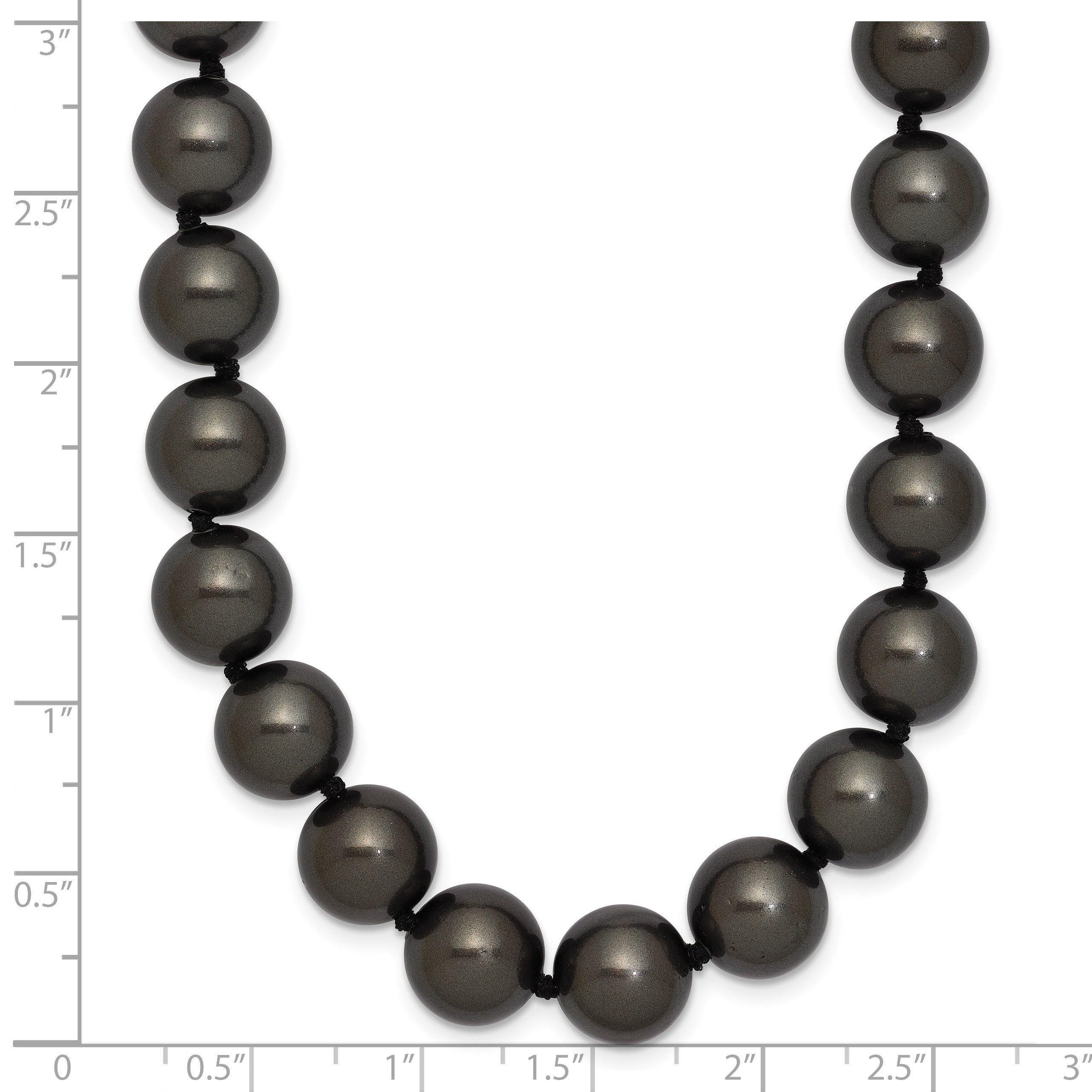 Sterlingsilber Majestik Rhodiniert 10-11mm Schwarz Imitat Muschel Perle Hand-knotted Halskette