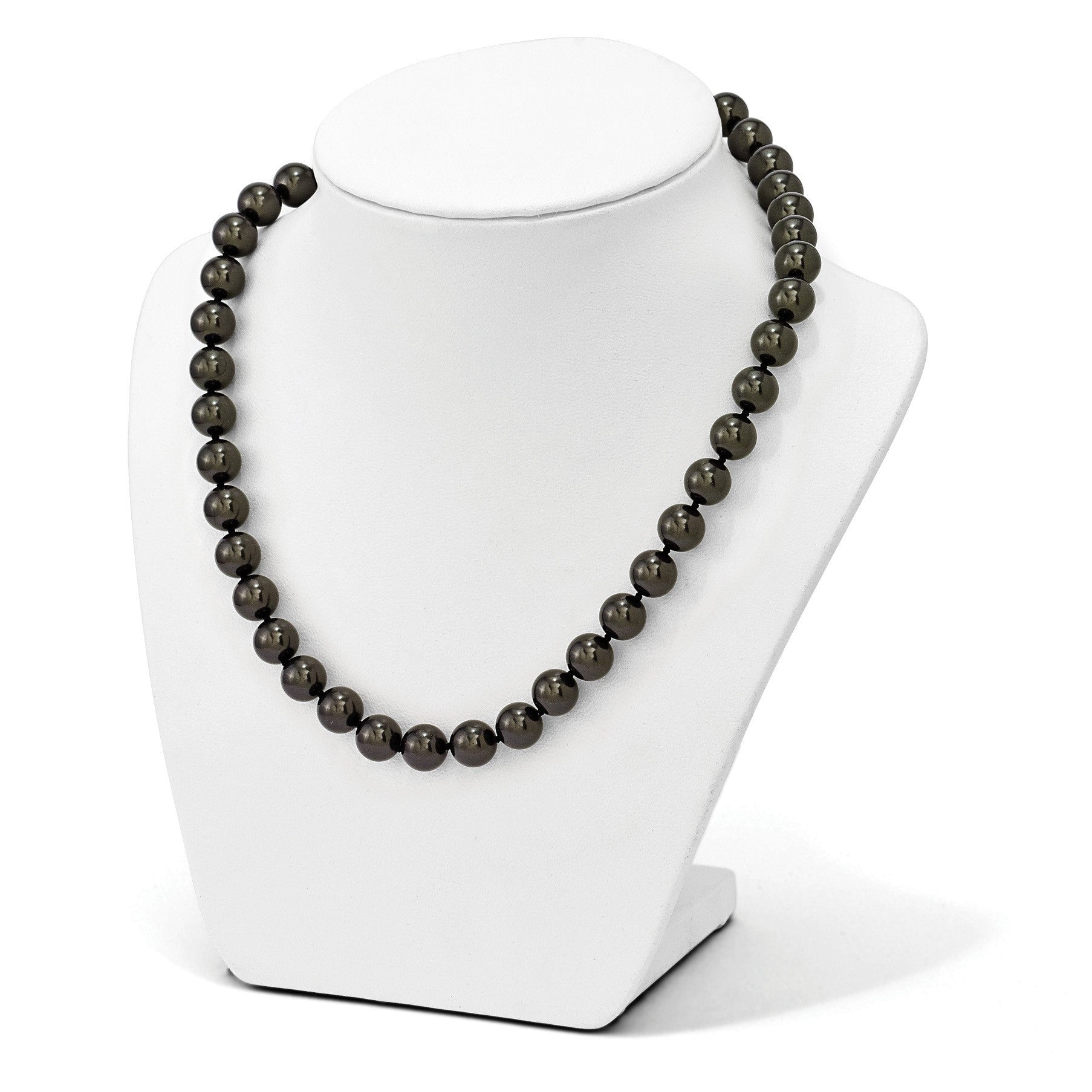 Sterlingsilber Majestik Rhodiniert 10-11mm Schwarz Imitat Muschel Perle Hand-knotted Halskette