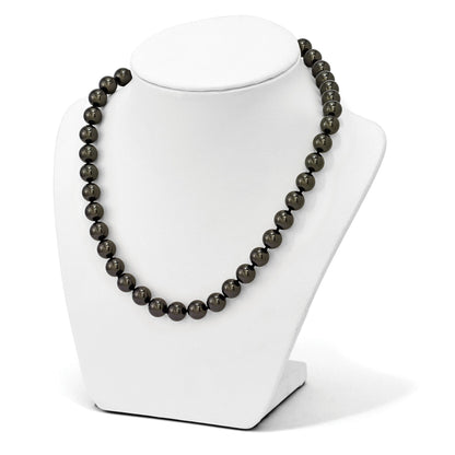 Sterlingsilber Majestik Rhodiniert 10-11mm Schwarz Imitat Muschel Perle Hand-knotted Halskette