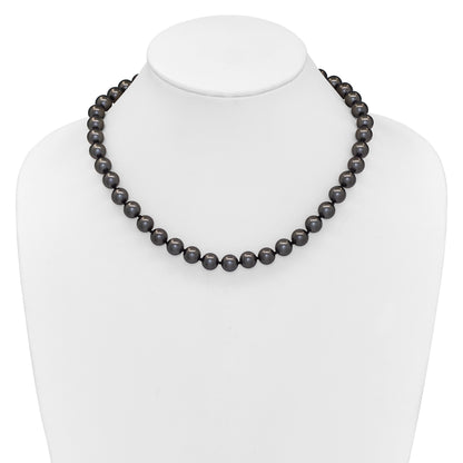 Sterlingsilber Majestik Rhodiniert 10-11mm Schwarz Imitat Muschel Perle Hand-knotted Halskette
