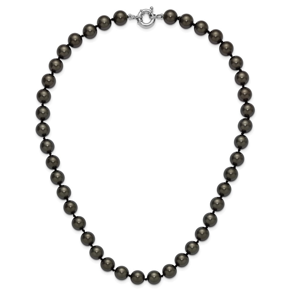 Sterlingsilber Majestik Rhodiniert 10-11mm Schwarz Imitat Muschel Perle Hand-knotted Halskette