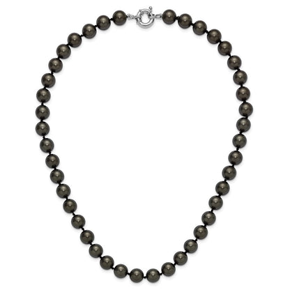 Sterlingsilber Majestik Rhodiniert 10-11mm Schwarz Imitat Muschel Perle Hand-knotted Halskette