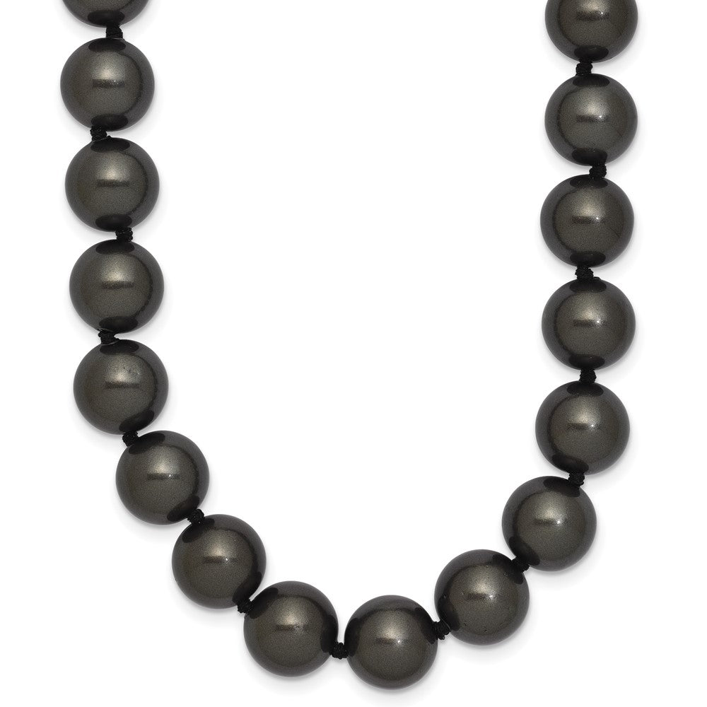 Sterlingsilber Majestik Rhodiniert 10-11mm Schwarz Imitat Muschel Perle Hand-knotted Halskette