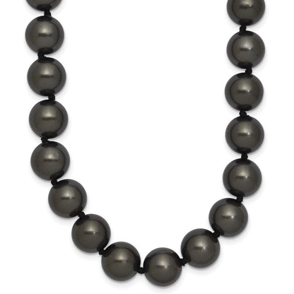 Sterlingsilber Majestik Rhodiniert 10-11mm Schwarz Imitat Muschel Perle Hand-knotted Halskette