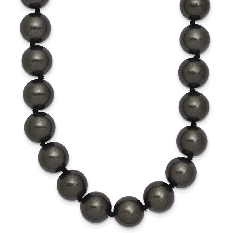 Sterlingsilber Majestik Rhodiniert 10-11mm Schwarz Imitat Muschel Perle Hand-knotted Halskette