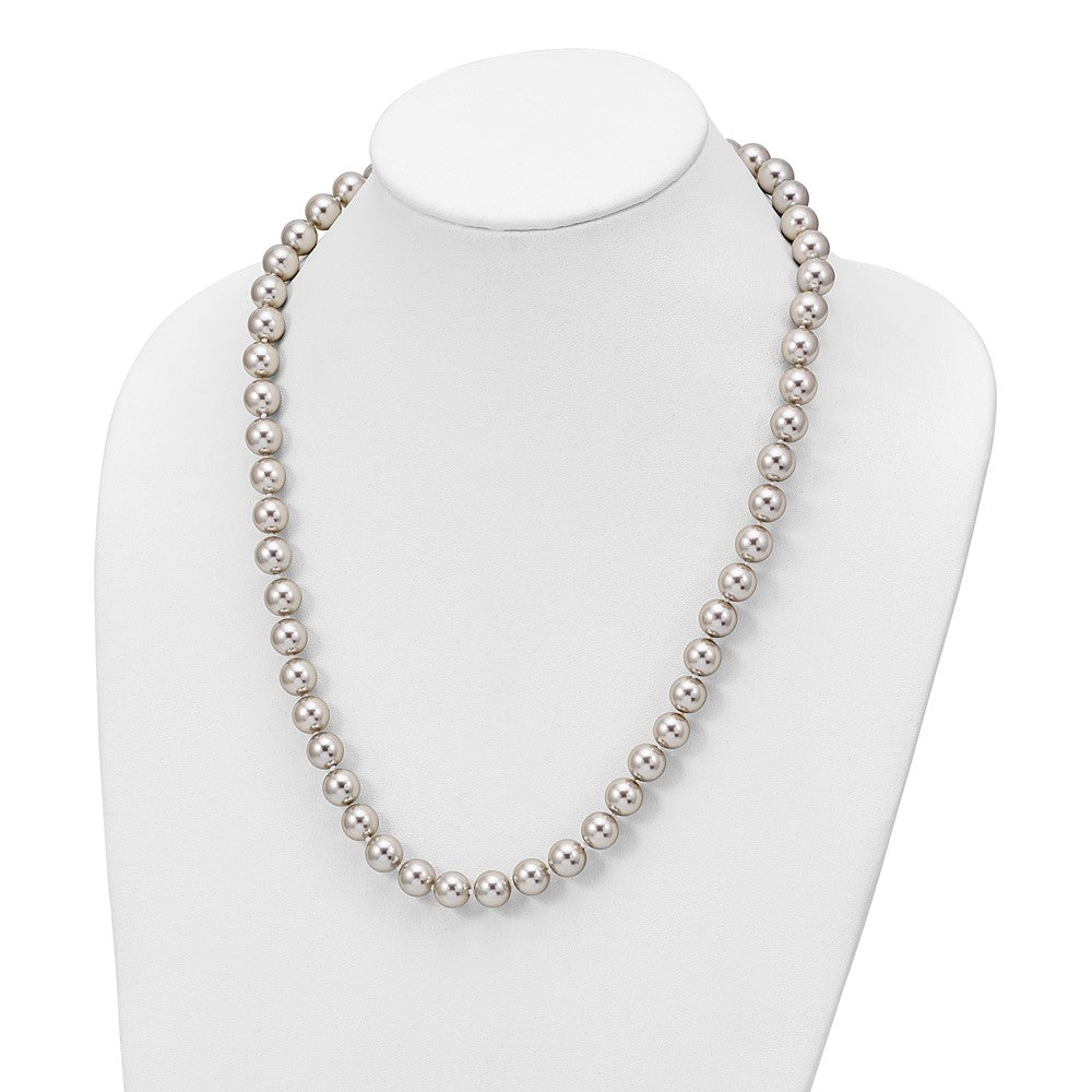 Sterlingsilber Majestik Rhodiniert 10-11mm Grau Imitat Muschel Perle Hand-knotted Halskette