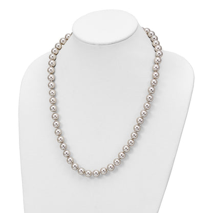 Sterlingsilber Majestik Rhodiniert 10-11mm Grau Imitat Muschel Perle Hand-knotted Halskette