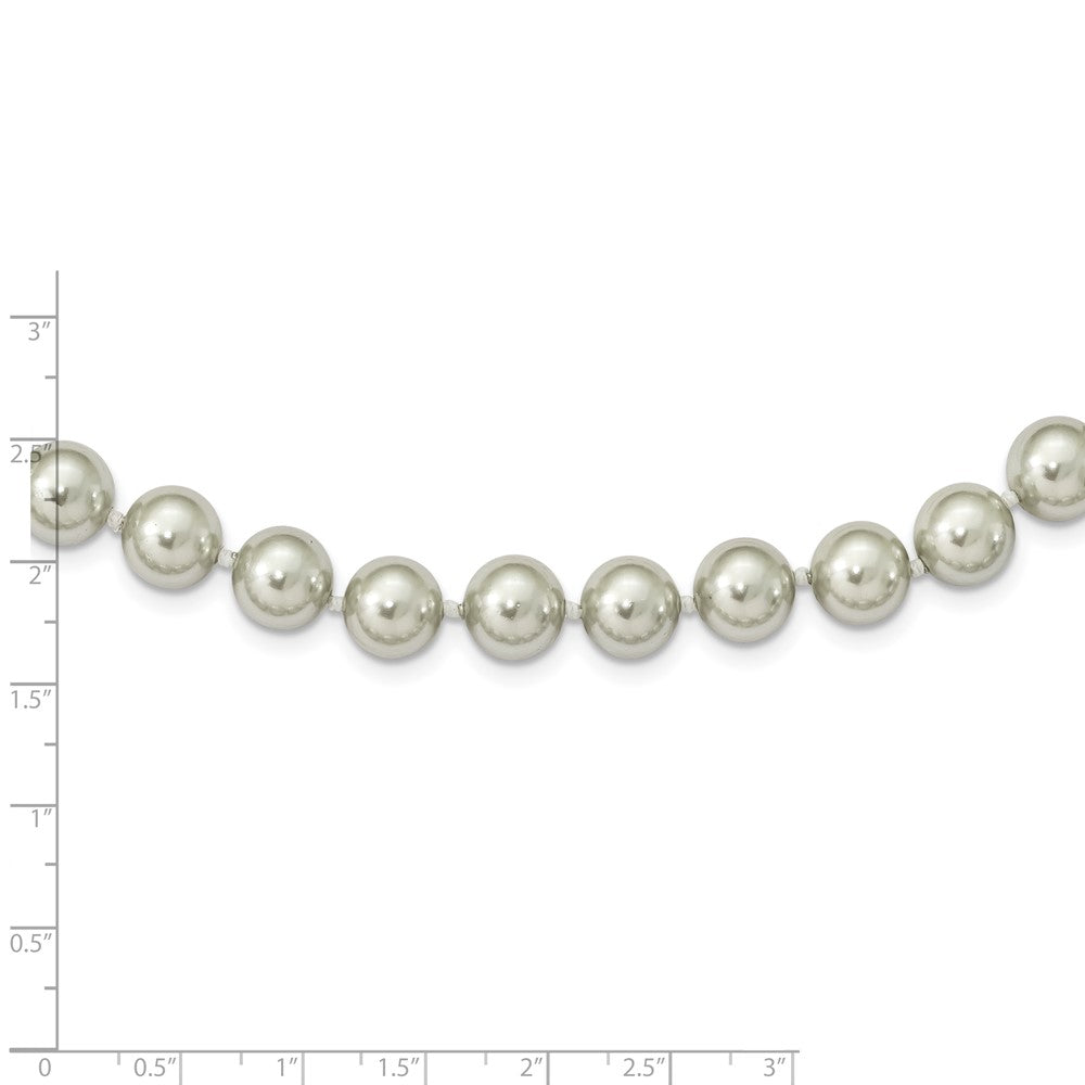 Sterlingsilber Majestik Rhodiniert 10-11mm Grau Imitat Muschel Perle Hand-knotted Halskette