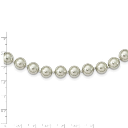 Sterlingsilber Majestik Rhodiniert 10-11mm Grau Imitat Muschel Perle Hand-knotted Halskette