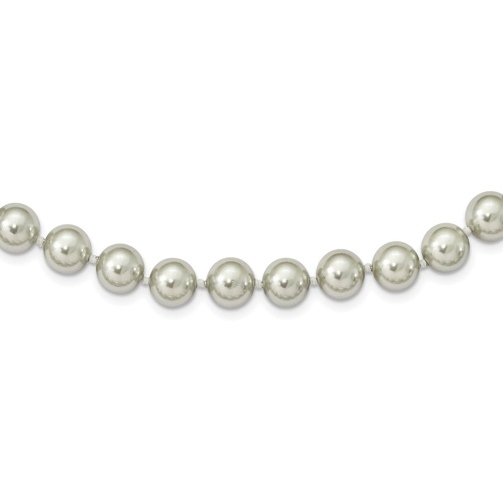 Sterlingsilber Majestik Rhodiniert 10-11mm Grau Imitat Muschel Perle Hand-knotted Halskette