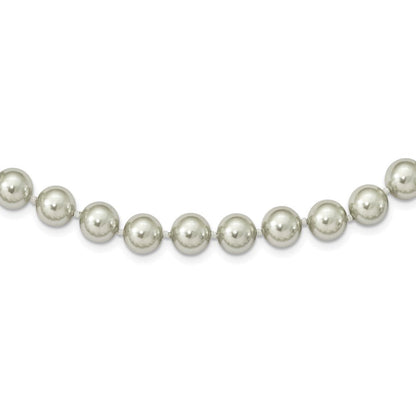 Sterlingsilber Majestik Rhodiniert 10-11mm Grau Imitat Muschel Perle Hand-knotted Halskette