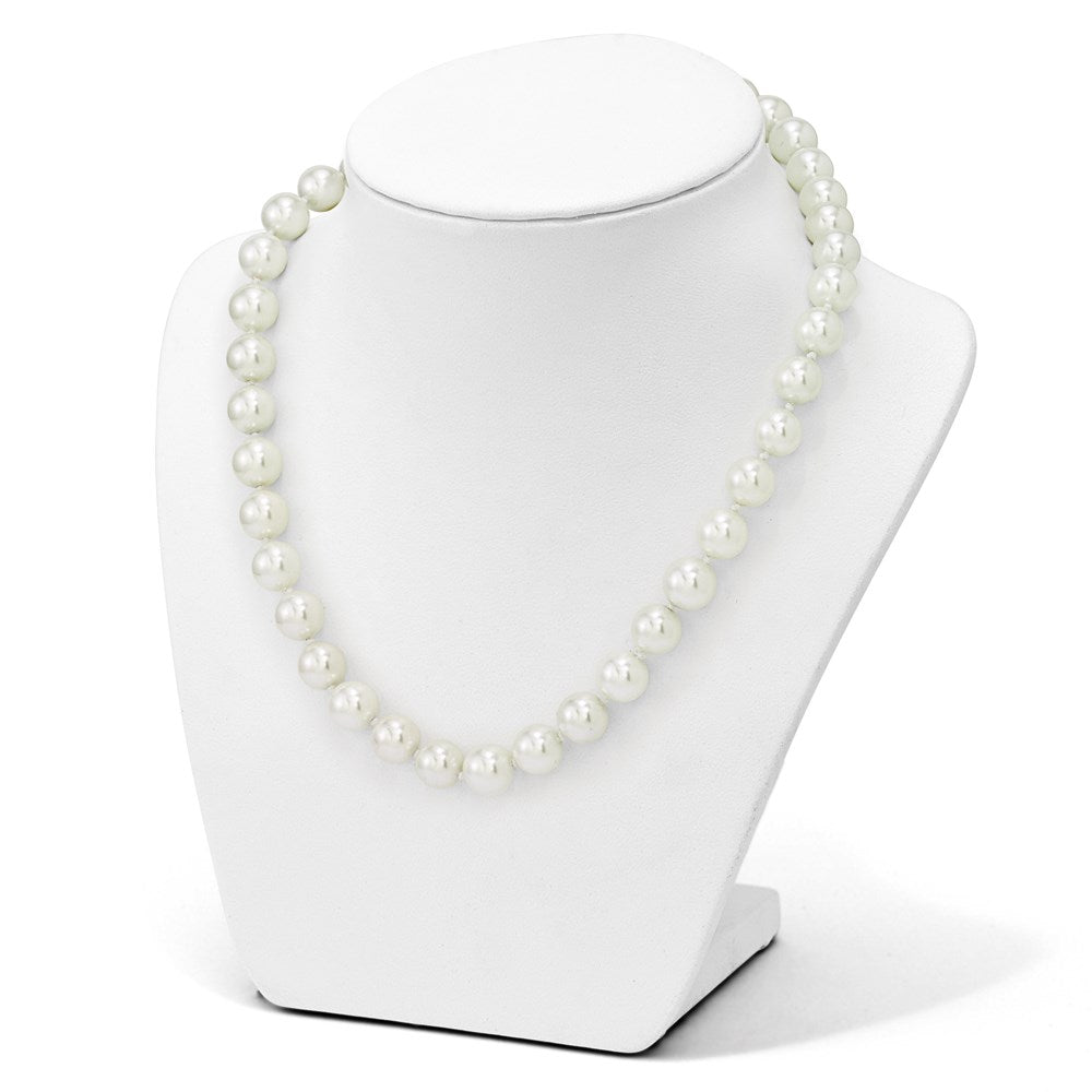 Sterlingsilber Majestik Rhodiniert 10-11mm Weiß Imitat Muschel Perle Hand-knotted Halskette