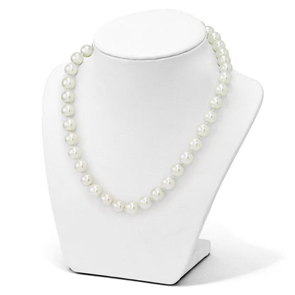 Sterlingsilber Majestik Rhodiniert 10-11mm Weiß Imitat Muschel Perle Hand-knotted Halskette