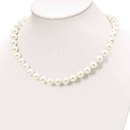 Sterlingsilber Majestik Rhodiniert 10-11mm Weiß Imitat Muschel Perle Hand-knotted Halskette