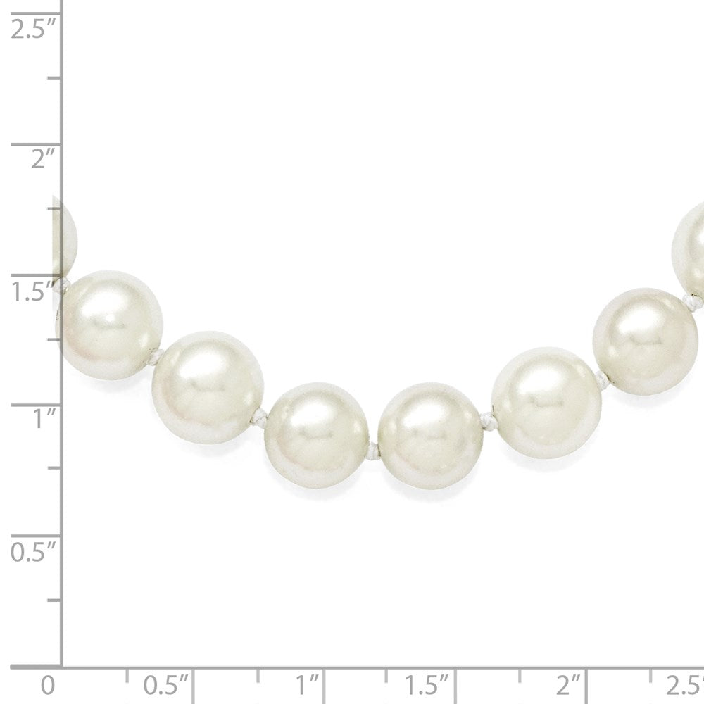 Sterlingsilber Majestik Rhodiniert 10-11mm Weiß Imitat Muschel Perle Hand-knotted Halskette