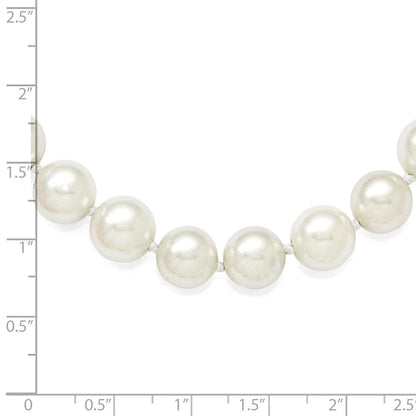 Sterlingsilber Majestik Rhodiniert 10-11mm Weiß Imitat Muschel Perle Hand-knotted Halskette