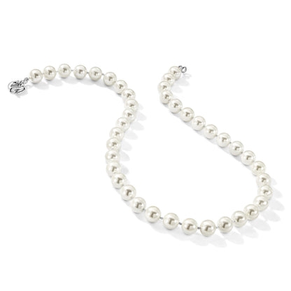 Sterlingsilber Majestik Rhodiniert 10-11mm Weiß Imitat Muschel Perle Hand-knotted Halskette