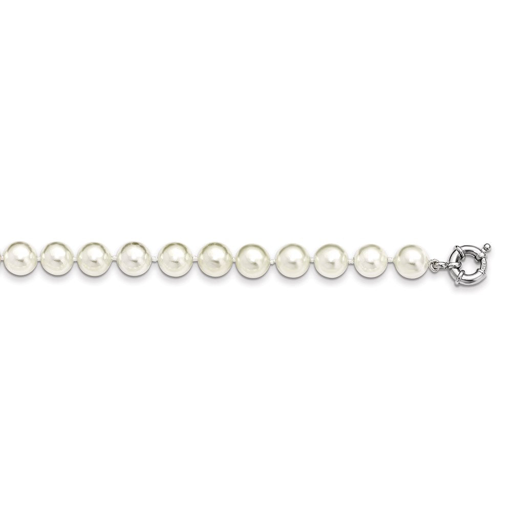 Sterlingsilber Majestik Rhodiniert 10-11mm Weiß Imitat Muschel Perle Hand-knotted Halskette