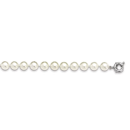 Sterlingsilber Majestik Rhodiniert 10-11mm Weiß Imitat Muschel Perle Hand-knotted Halskette