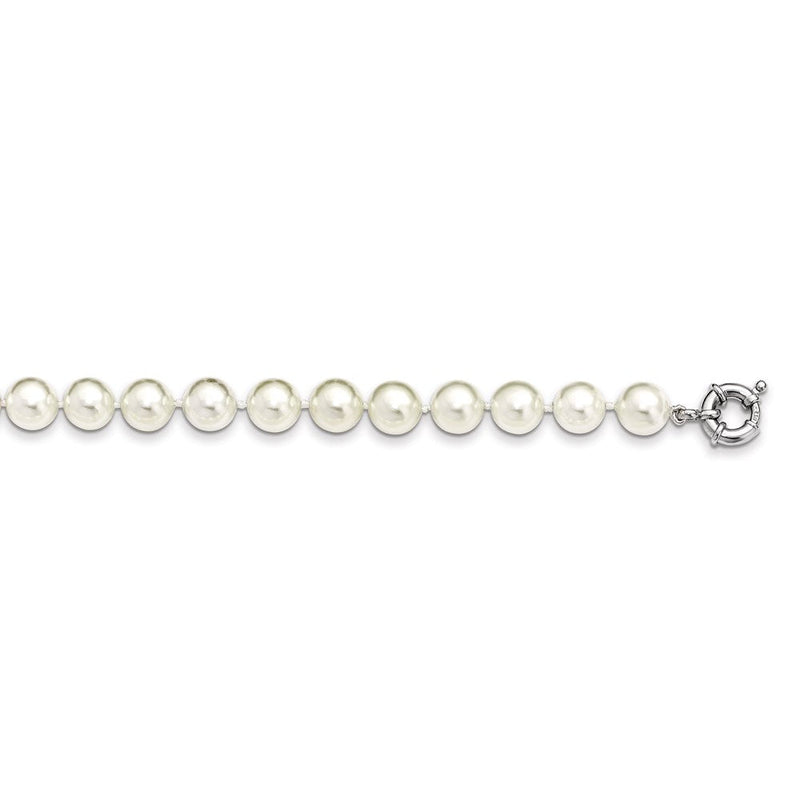 Sterlingsilber Majestik Rhodiniert 10-11mm Weiß Imitat Muschel Perle Hand-knotted Halskette
