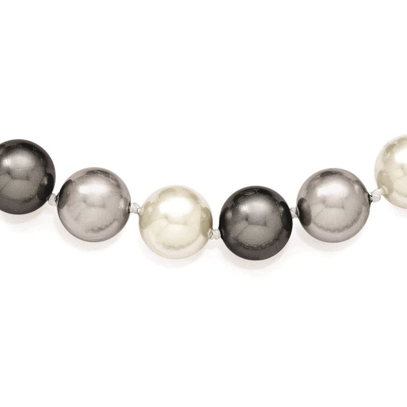Sterlingsilber Majestik Rhodiniert 12-13mm Mehrfarbig Imitat Muschel Perle Hand-knotted Halskette