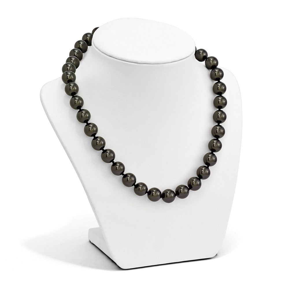 Sterlingsilber Majestik Rhodiniert 12-13mm Schwarz Imitat Muschel Perle Hand-knotted Halskette