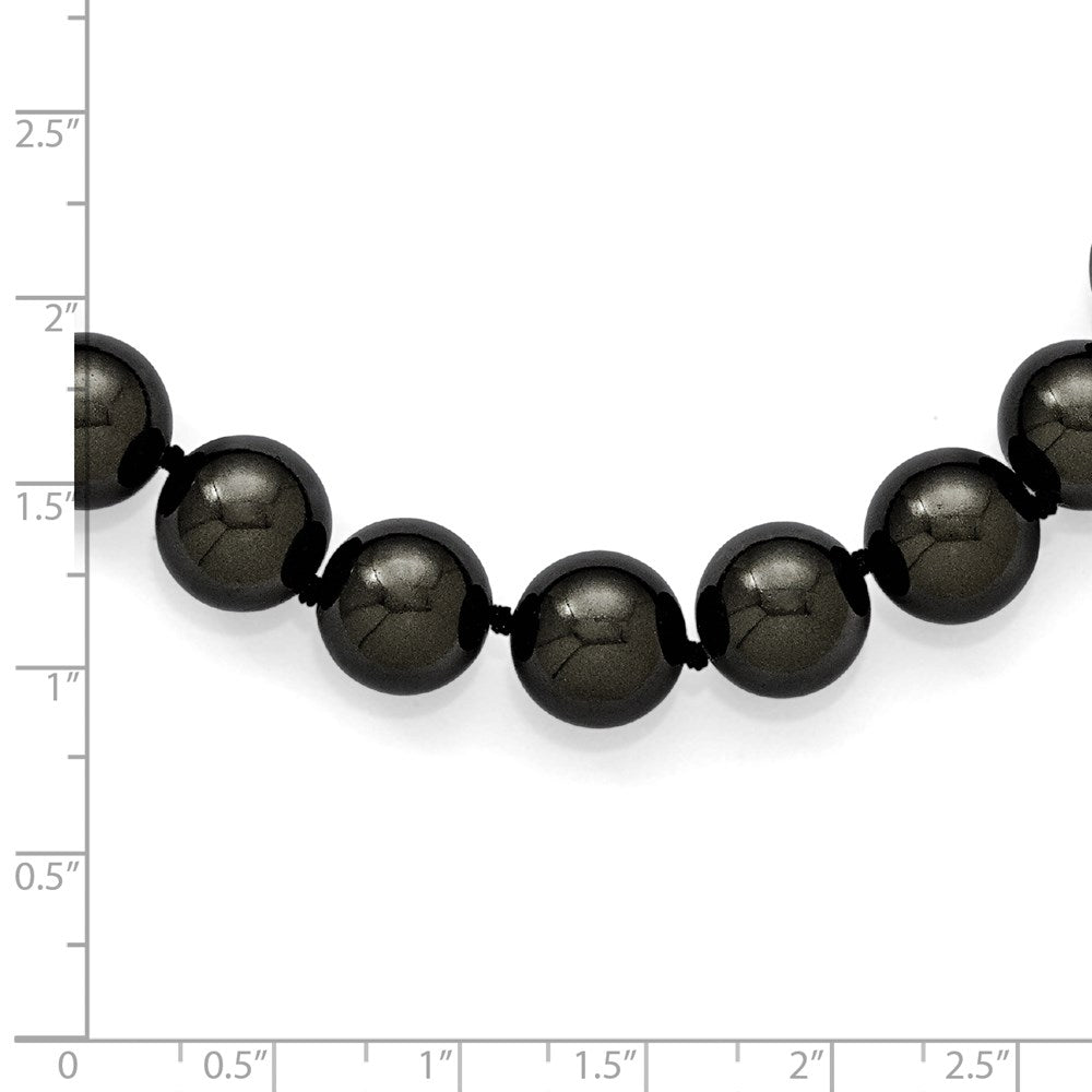 Sterlingsilber Majestik Rhodiniert 12-13mm Schwarz Imitat Muschel Perle Hand-knotted Halskette