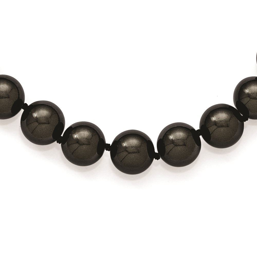 Sterlingsilber Majestik Rhodiniert 12-13mm Schwarz Imitat Muschel Perle Hand-knotted Halskette