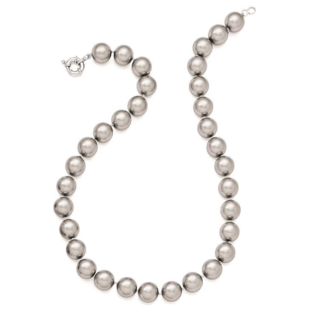 Sterlingsilber Majestik Rhodiniert 12-13mm Grau Imitat Muschel Perle Hand-knotted Halskette