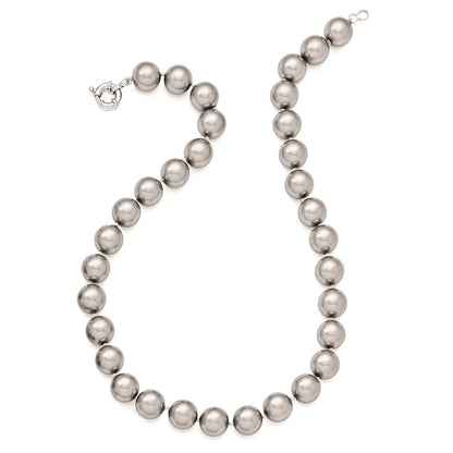 Sterlingsilber Majestik Rhodiniert 12-13mm Grau Imitat Muschel Perle Hand-knotted Halskette