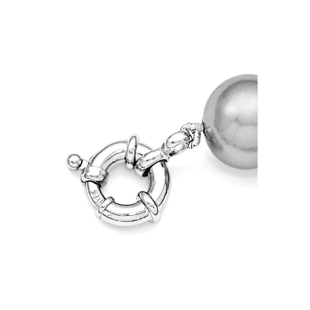 Sterlingsilber Majestik Rhodiniert 12-13mm Grau Imitat Muschel Perle Hand-knotted Halskette