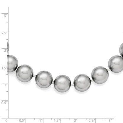Sterlingsilber Majestik Rhodiniert 12-13mm Grau Imitat Muschel Perle Hand-knotted Halskette