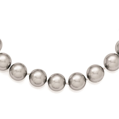 Sterlingsilber Majestik Rhodiniert 12-13mm Grau Imitat Muschel Perle Hand-knotted Halskette