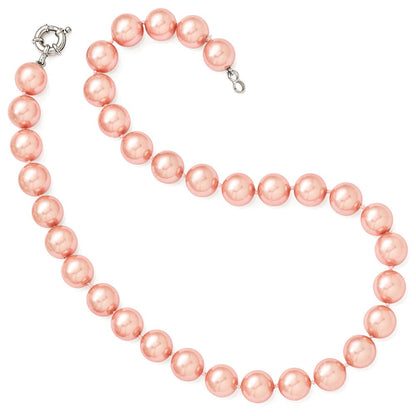 Sterlingsilber Majestik Rhodiniert 12-13mm Rosa Imitat Muschel Perle Hand-knotted Halskette