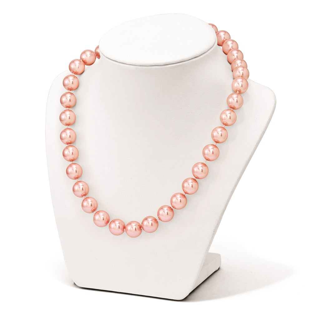 Sterlingsilber Majestik Rhodiniert 12-13mm Rosa Imitat Muschel Perle Hand-knotted Halskette