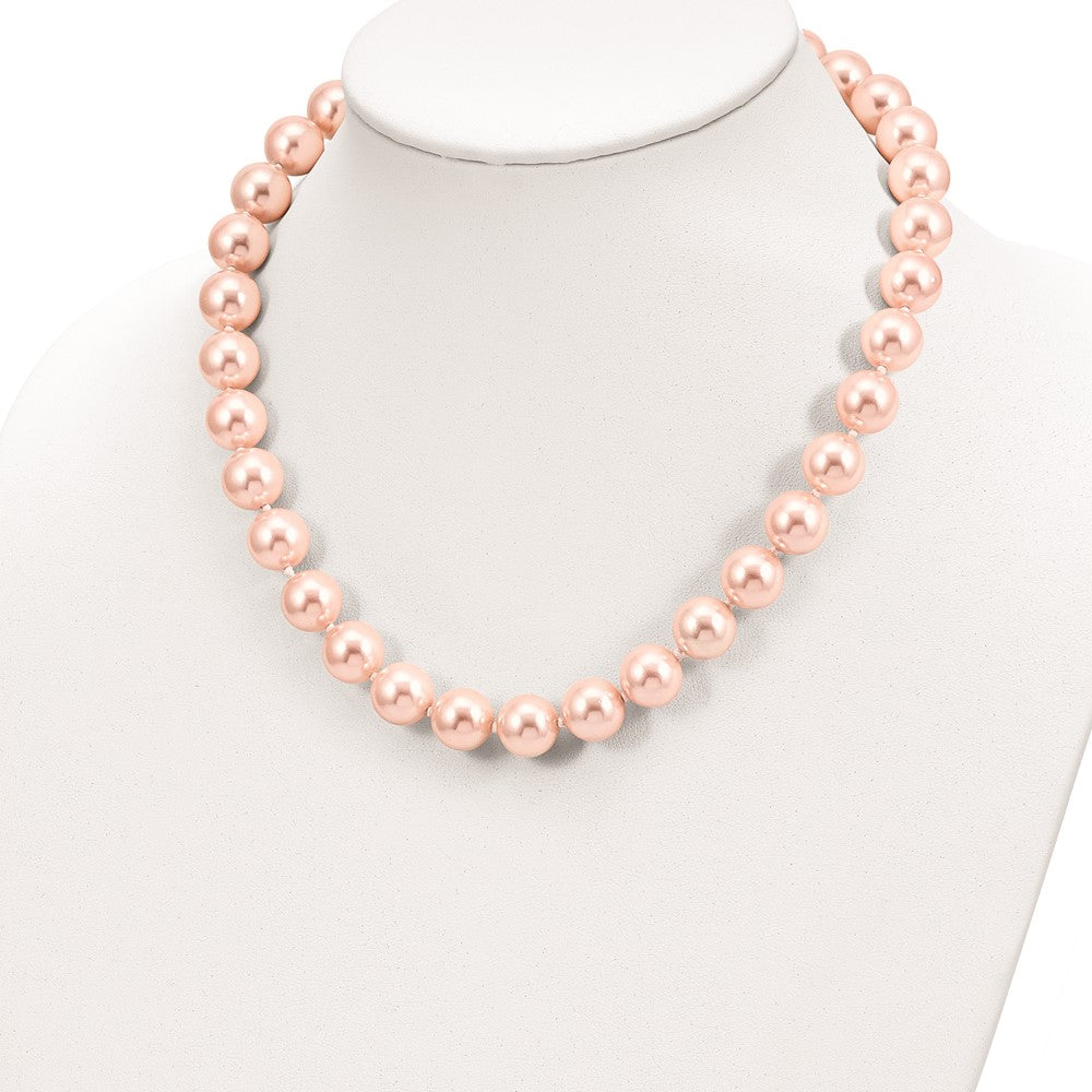 Sterlingsilber Majestik Rhodiniert 12-13mm Rosa Imitat Muschel Perle Hand-knotted Halskette