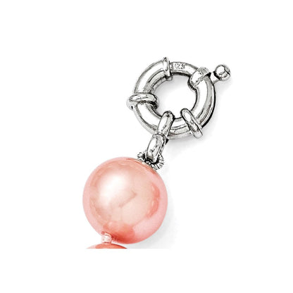 Sterlingsilber Majestik Rhodiniert 12-13mm Rosa Imitat Muschel Perle Hand-knotted Halskette