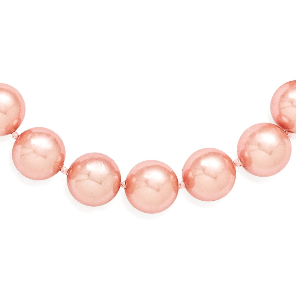 Sterlingsilber Majestik Rhodiniert 12-13mm Rosa Imitat Muschel Perle Hand-knotted Halskette